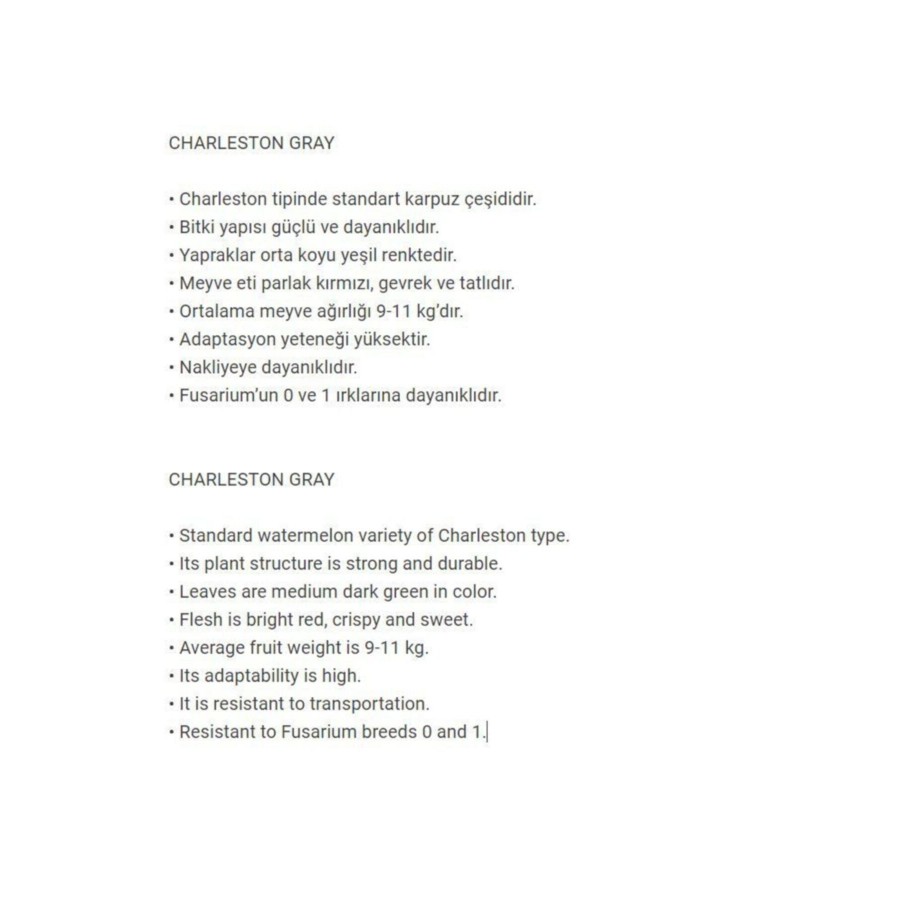 Nadir Bulunan Yerli Doğal Charleston Gray Karpuz 20 Adet Tohum