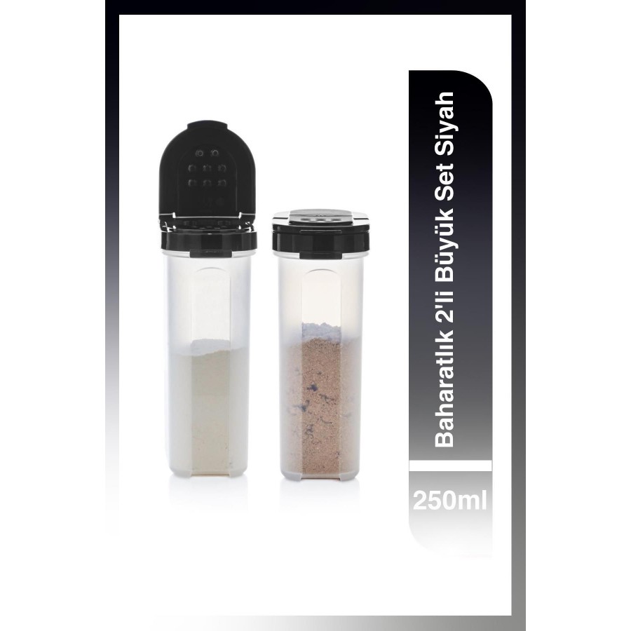 2'li Büyük Baharatlık Seti Siyah 250 ml